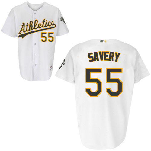 Joe Savery #55 Youth Baseball Jersey-Oakland Athletics Authentic Home White Cool Base MLB Jersey